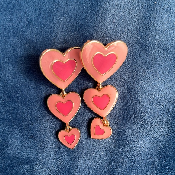 Pink Heart Earrings - Picture 2 of 3